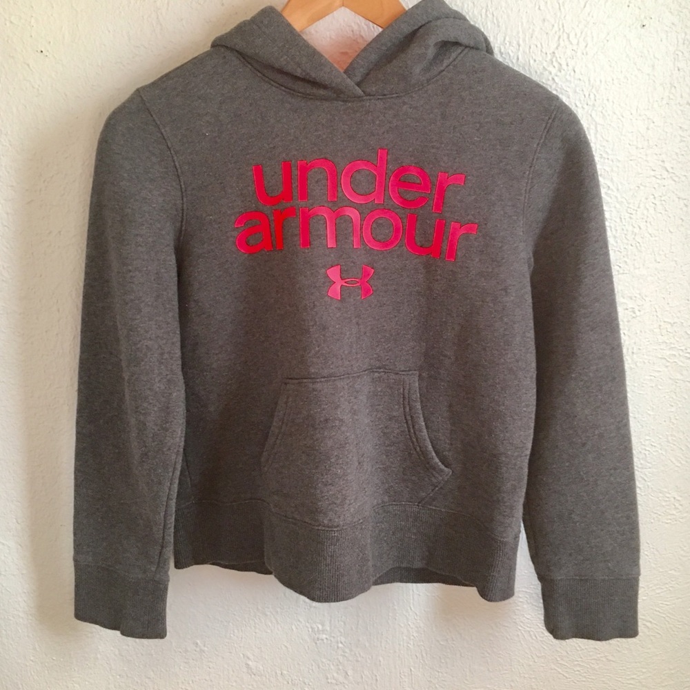 Under Armour spell-out girls gray hoodie back to school